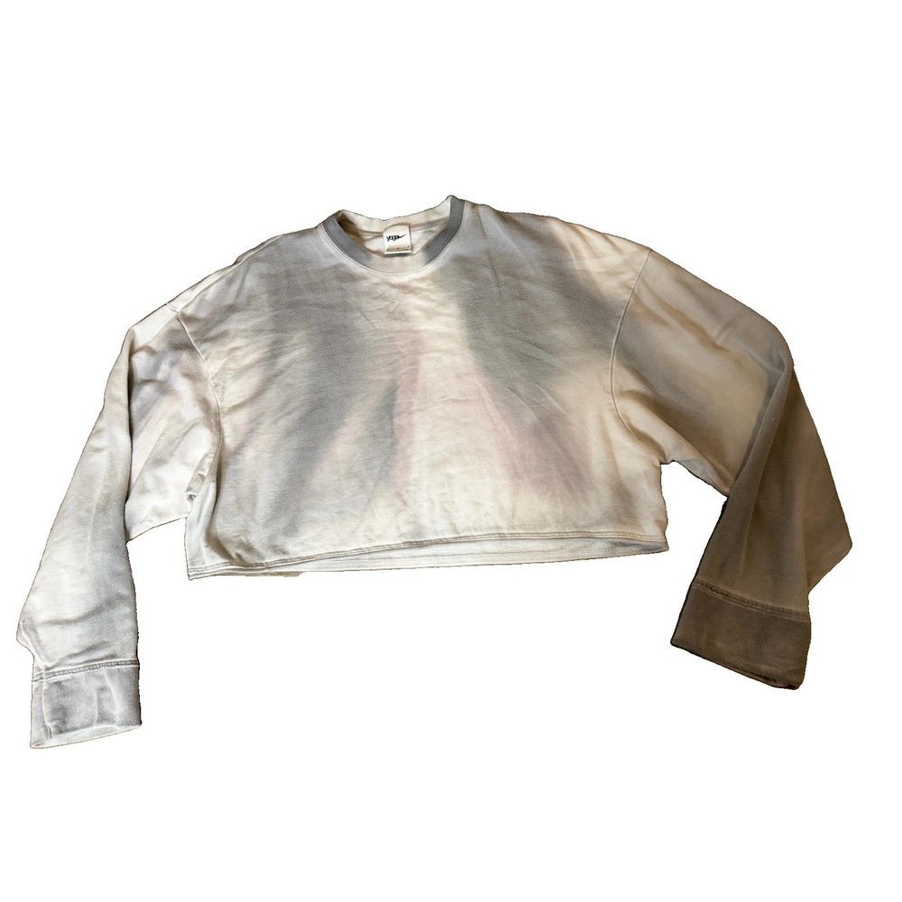 Nike Women's M Ombré Tie Dye Crewneck Sweatshirt White Gray Pink Swoosh